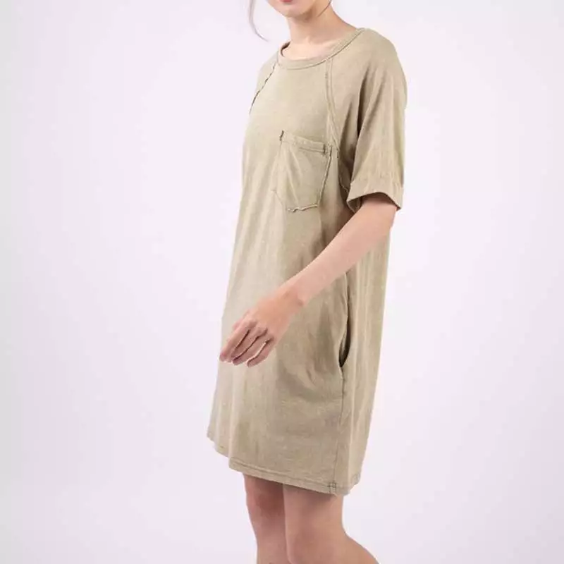 1 Pocket Garment Wash T-Shirt Dress