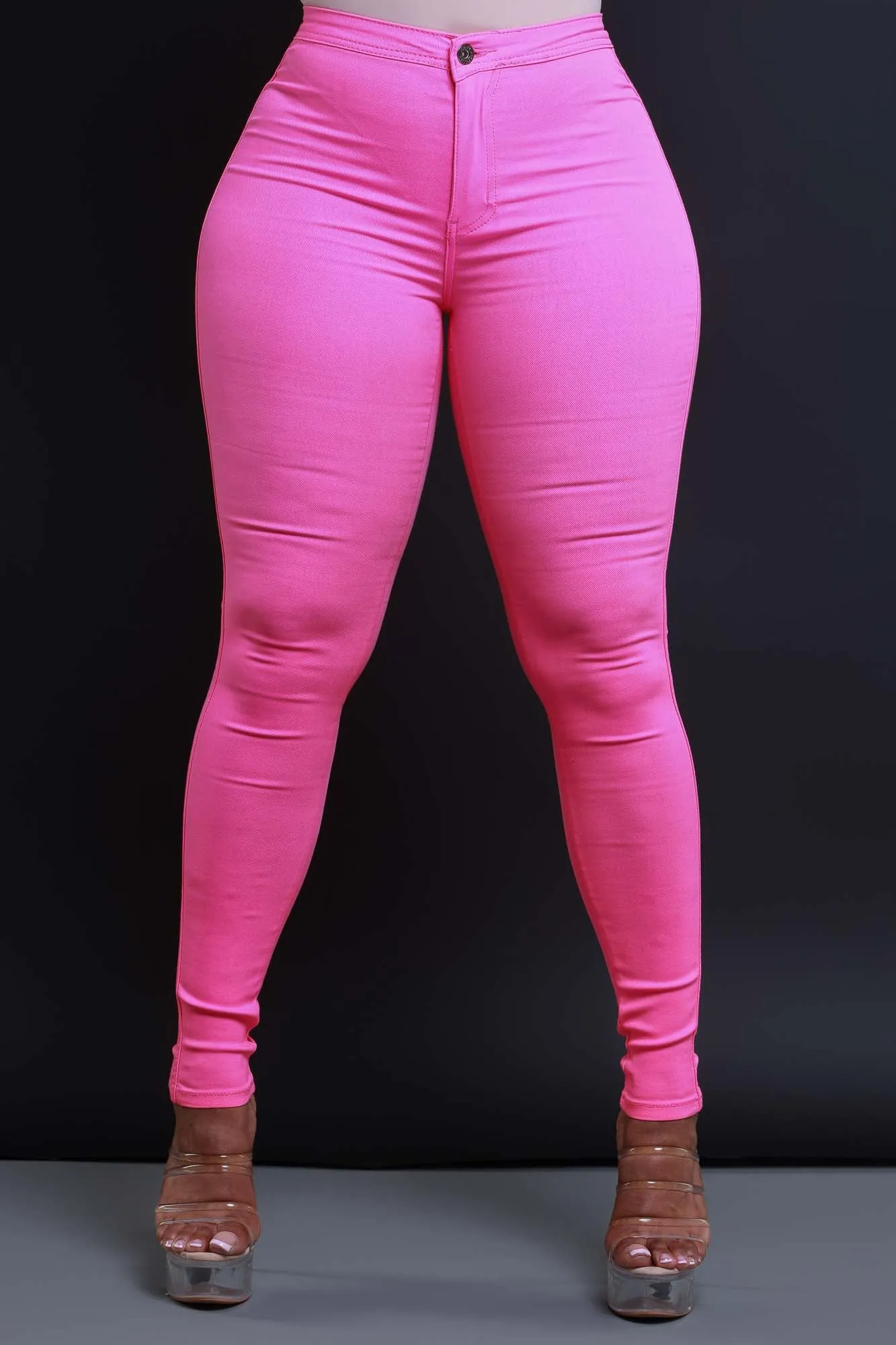 $15.99 Super Swank High Waist Stretchy Jeans - Neon Pink