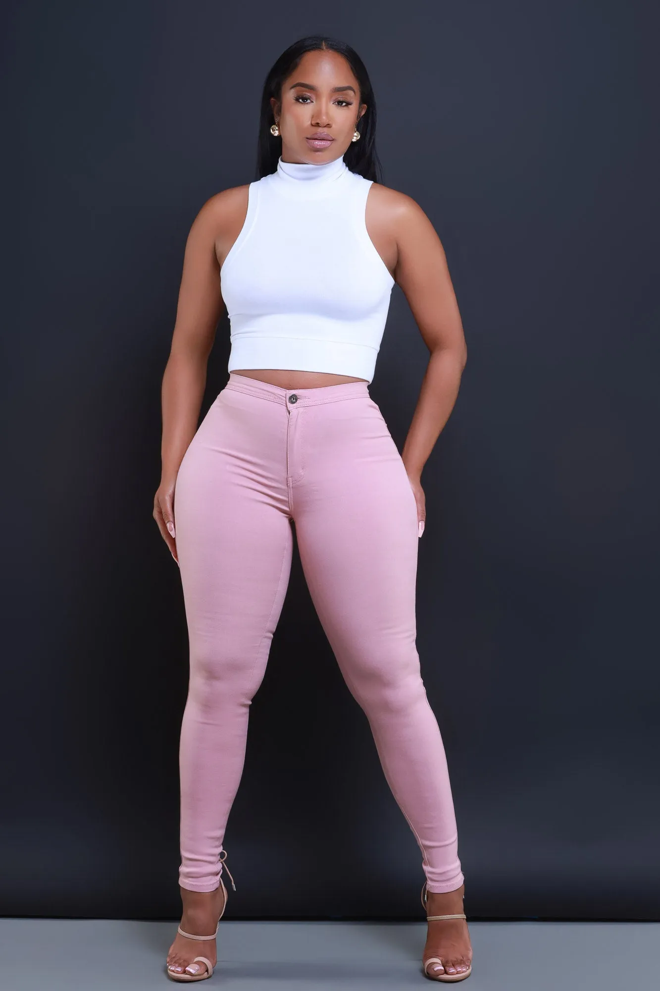 $15.99 Super Swank High Waist Stretchy Jeans - Pink