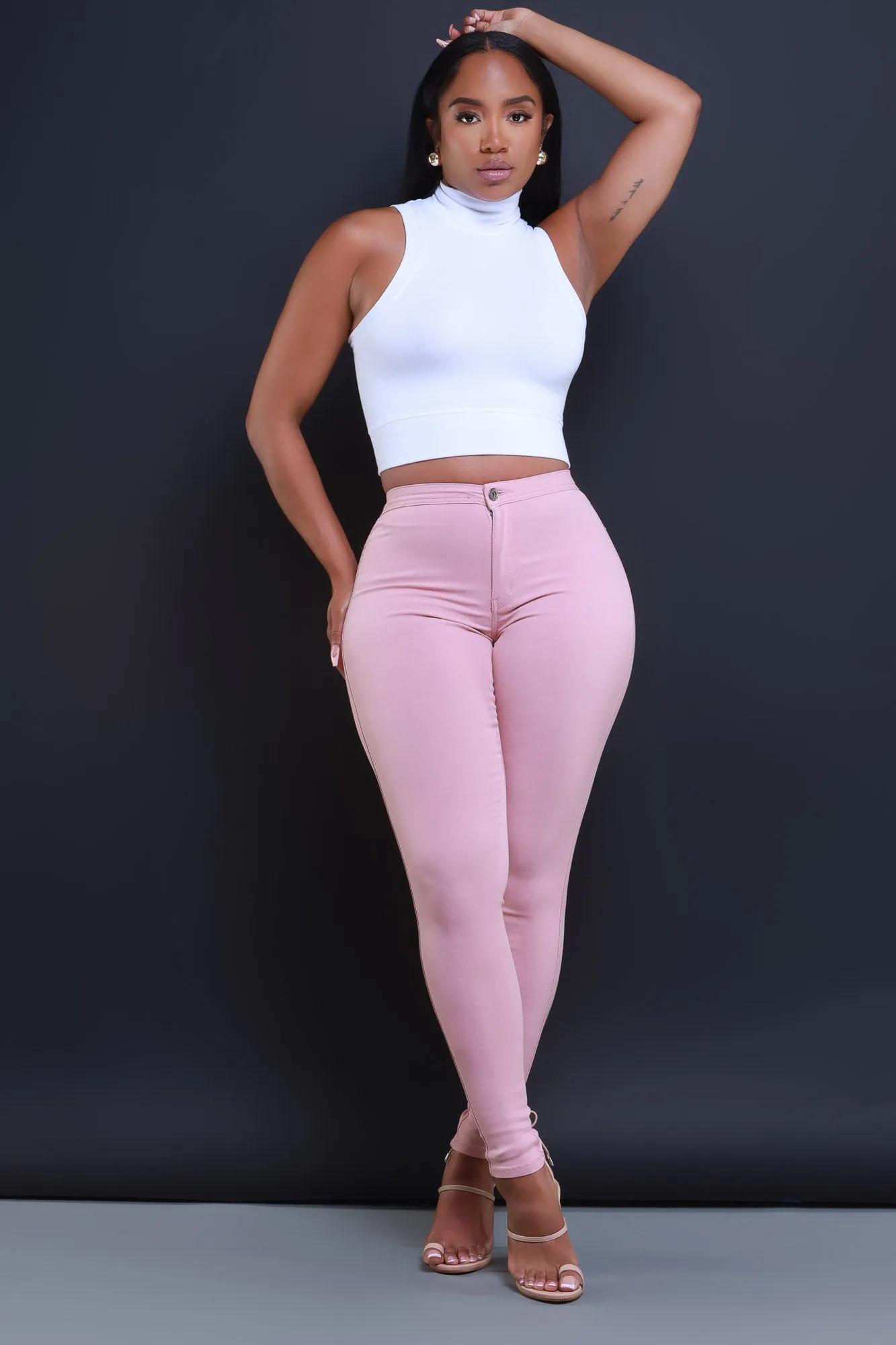 $15.99 Super Swank High Waist Stretchy Jeans - Pink