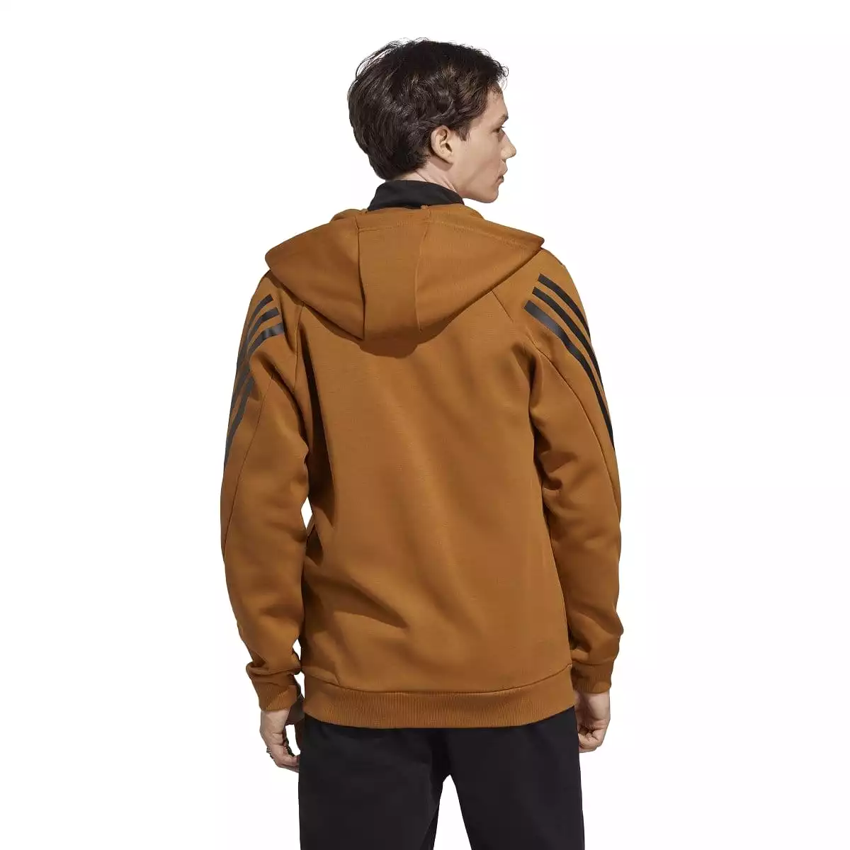 ADIDAS MEN'S FUTURE ICONS 3-STRIPES FULL-ZIP BRONZE HOODIE