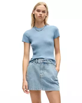 AGNES KNIT TEE - BLUE FOG