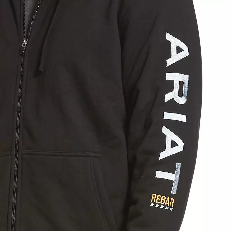 'Ariat' Men's Rebar All-Weather Full Zip Hoodie - Black