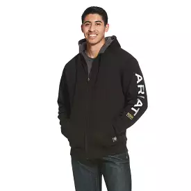 'Ariat' Men's Rebar All-Weather Full Zip Hoodie - Black