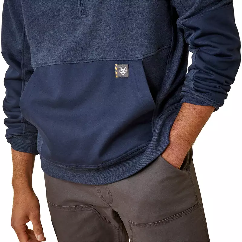 'Ariat' Men's Rebar Workman Duracanvas 1/4 Zip Sweatshirt - Navy Heather / Navy