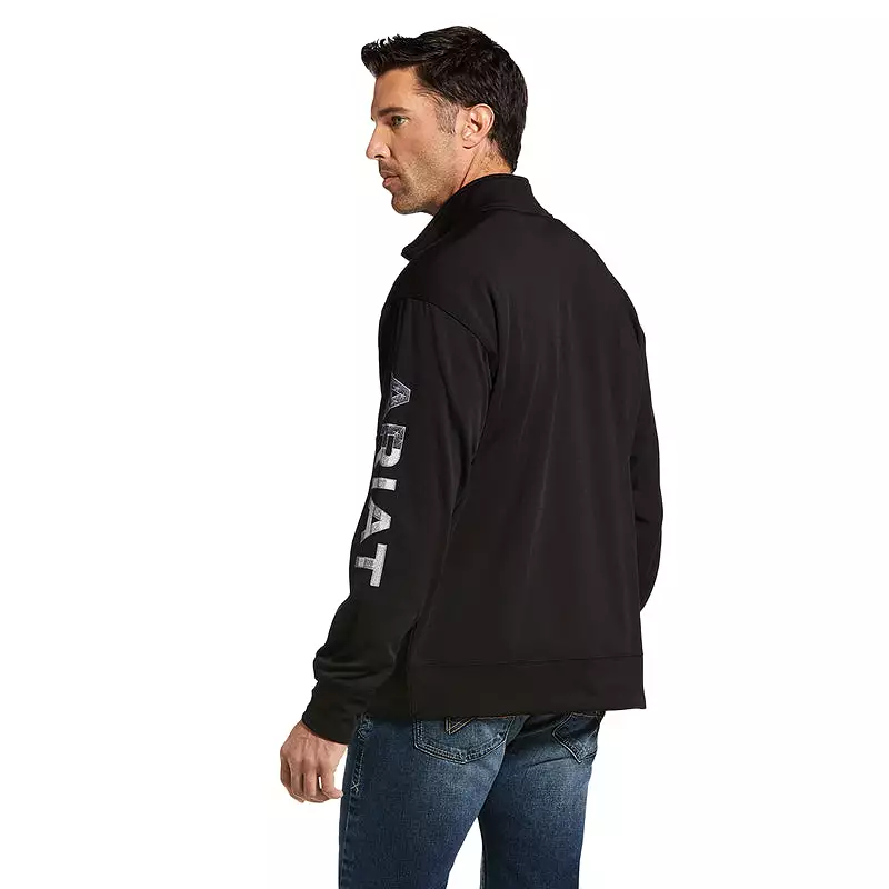 'Ariat' Men's Team Logo 1/4 Zip Pullover - Black / Americana