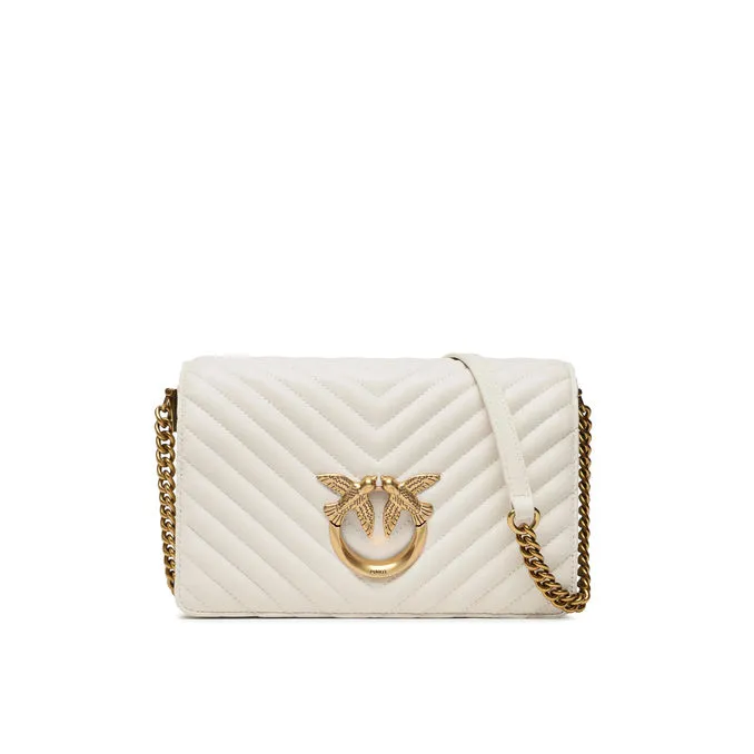 BAG CLASSIC LOVE CLICK Woman White Silk Antique Gold