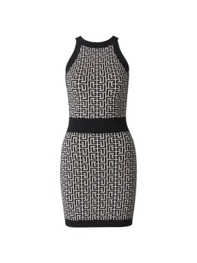 Balmain Sleeveless Monogram Mini Dress