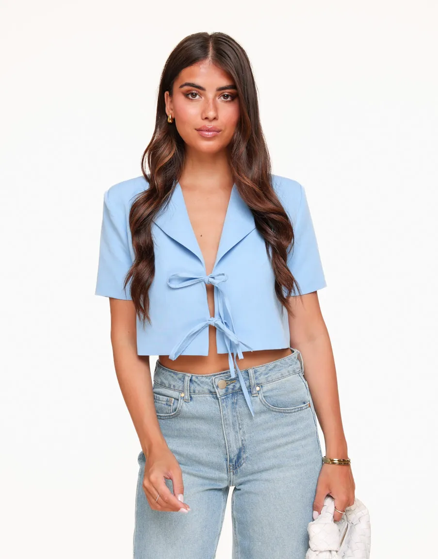 Blauwe Strikjes Cropped - Blazer