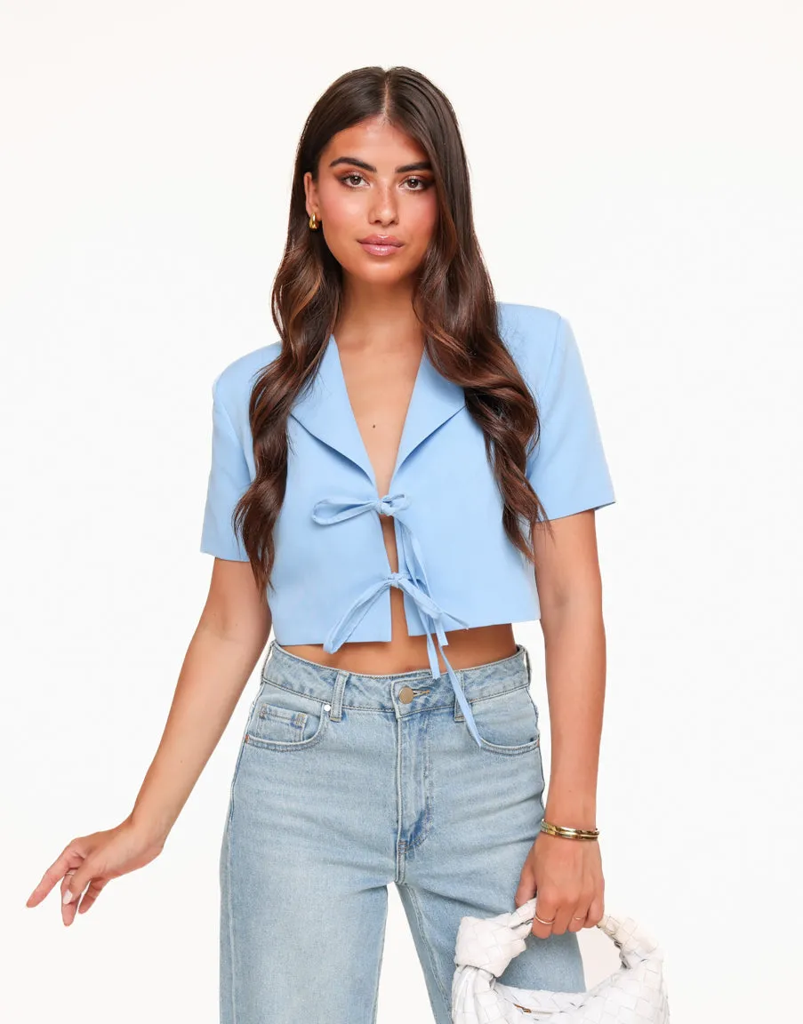 Blauwe Strikjes Cropped - Blazer