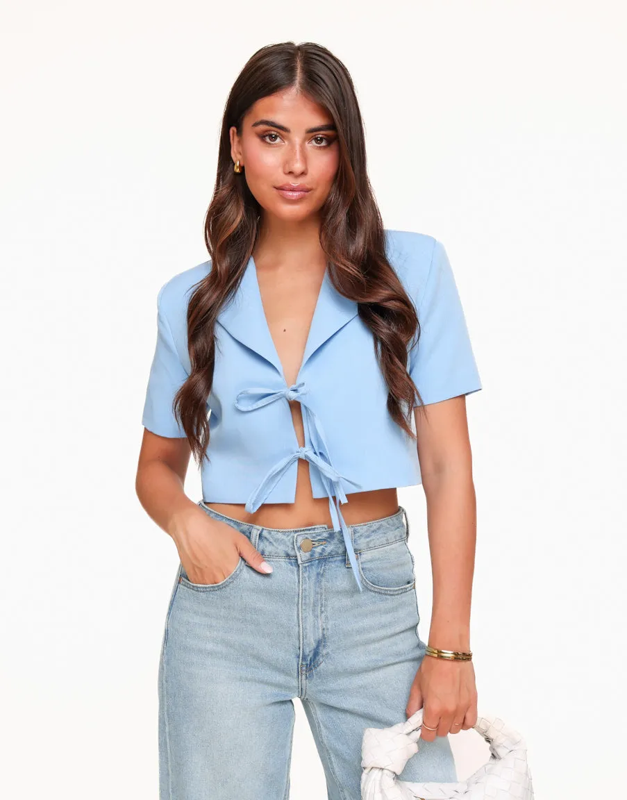 Blauwe Strikjes Cropped - Blazer