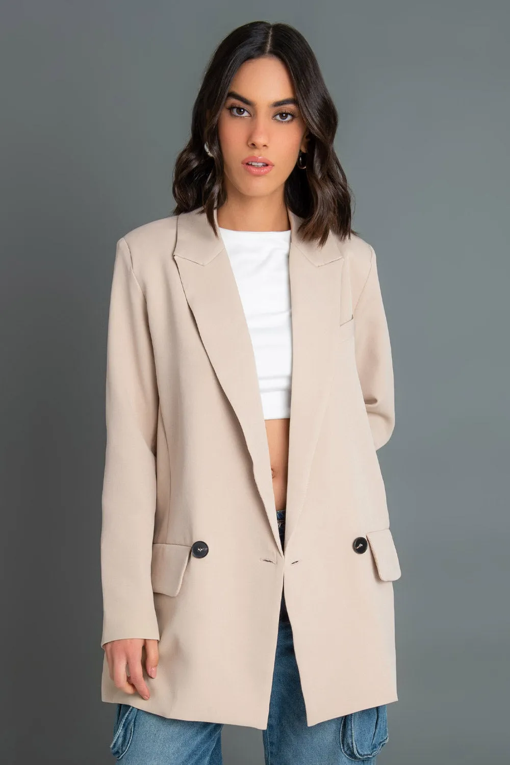 Blazer oversized solapa botones contraste