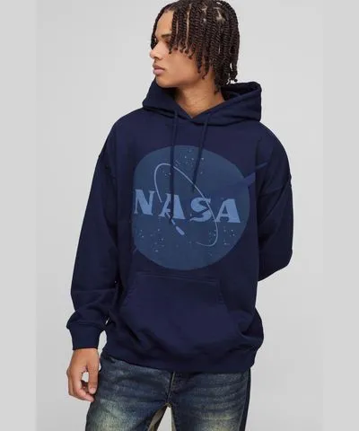 boohoo Mens Oversized Nasa License Print Hoodie