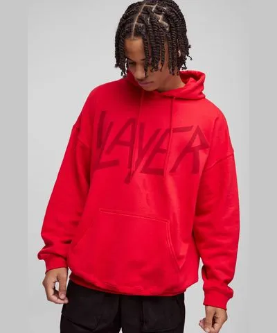 boohoo Mens Oversized Slayer License Print Hoodie