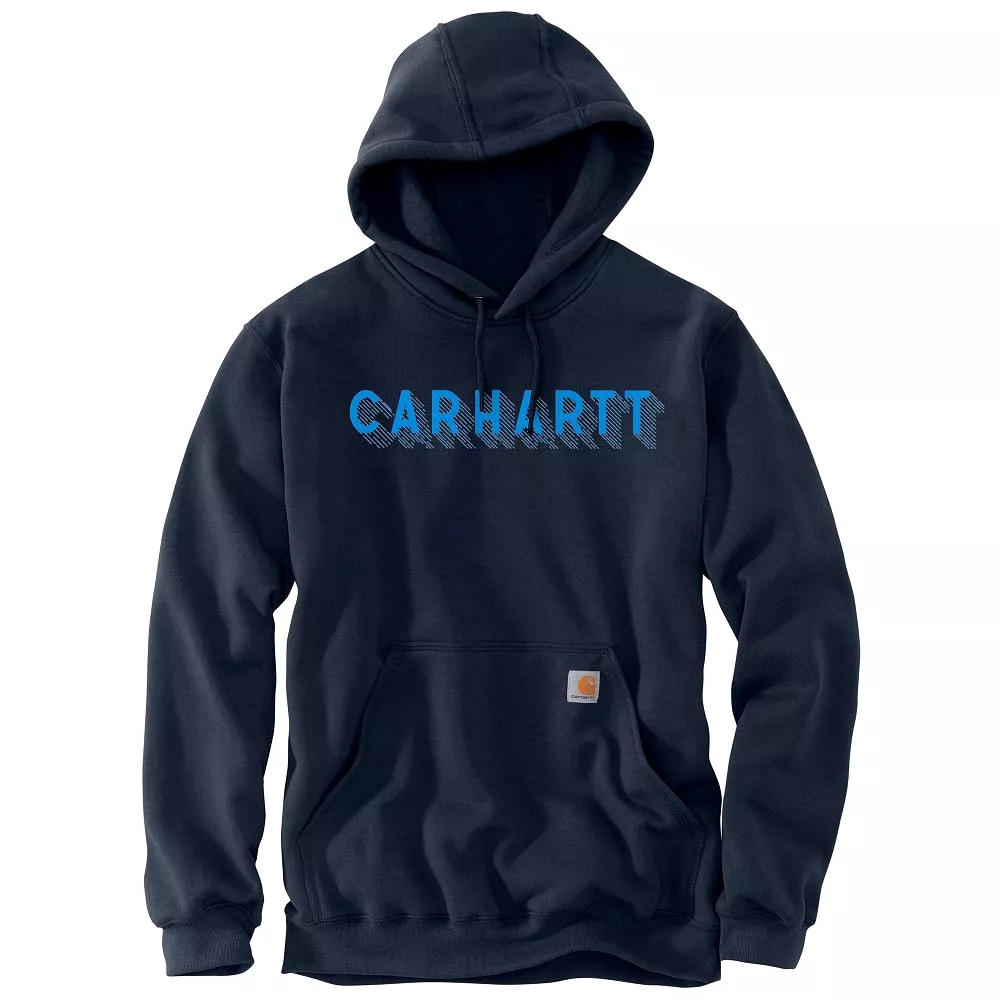 'Carhartt' Men's Rain Defender Midweight Logo Hoodie - Navy