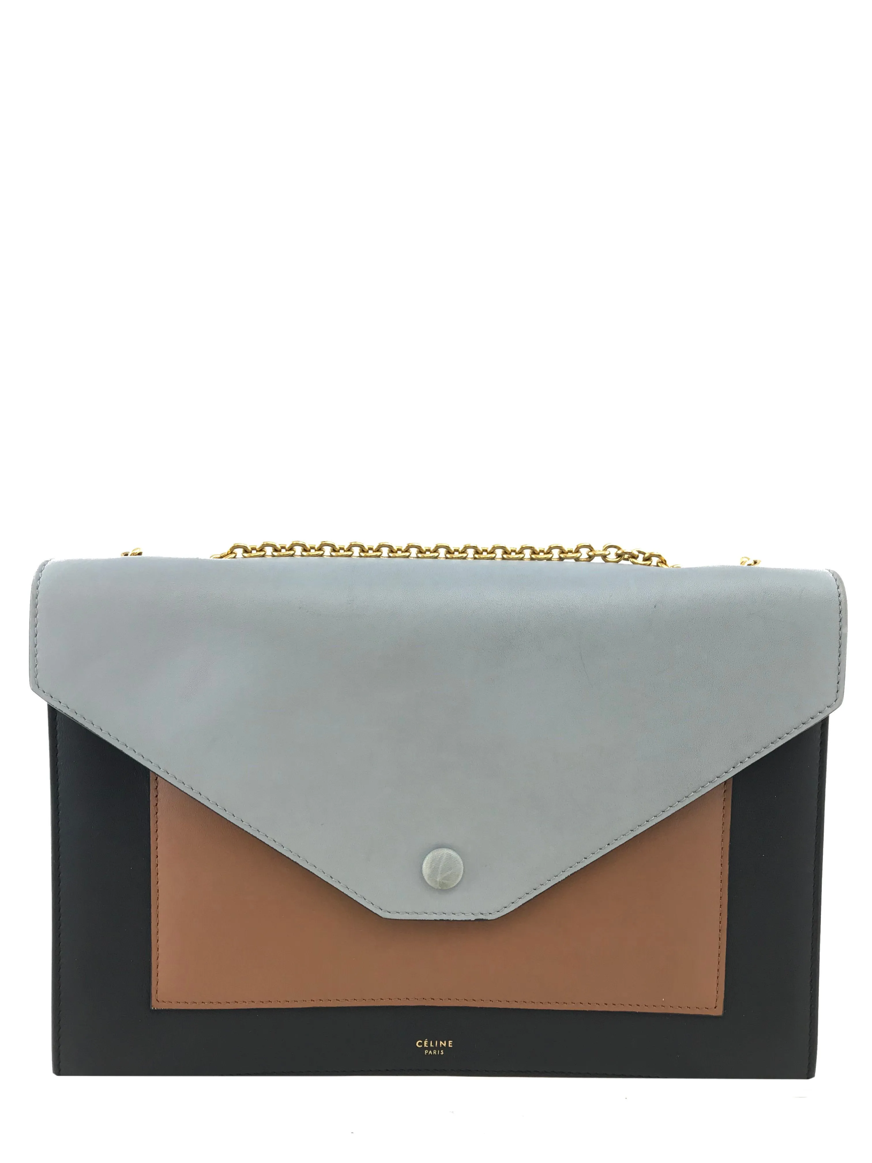 Celine Tricolor Leather Envelope Pocket Bag