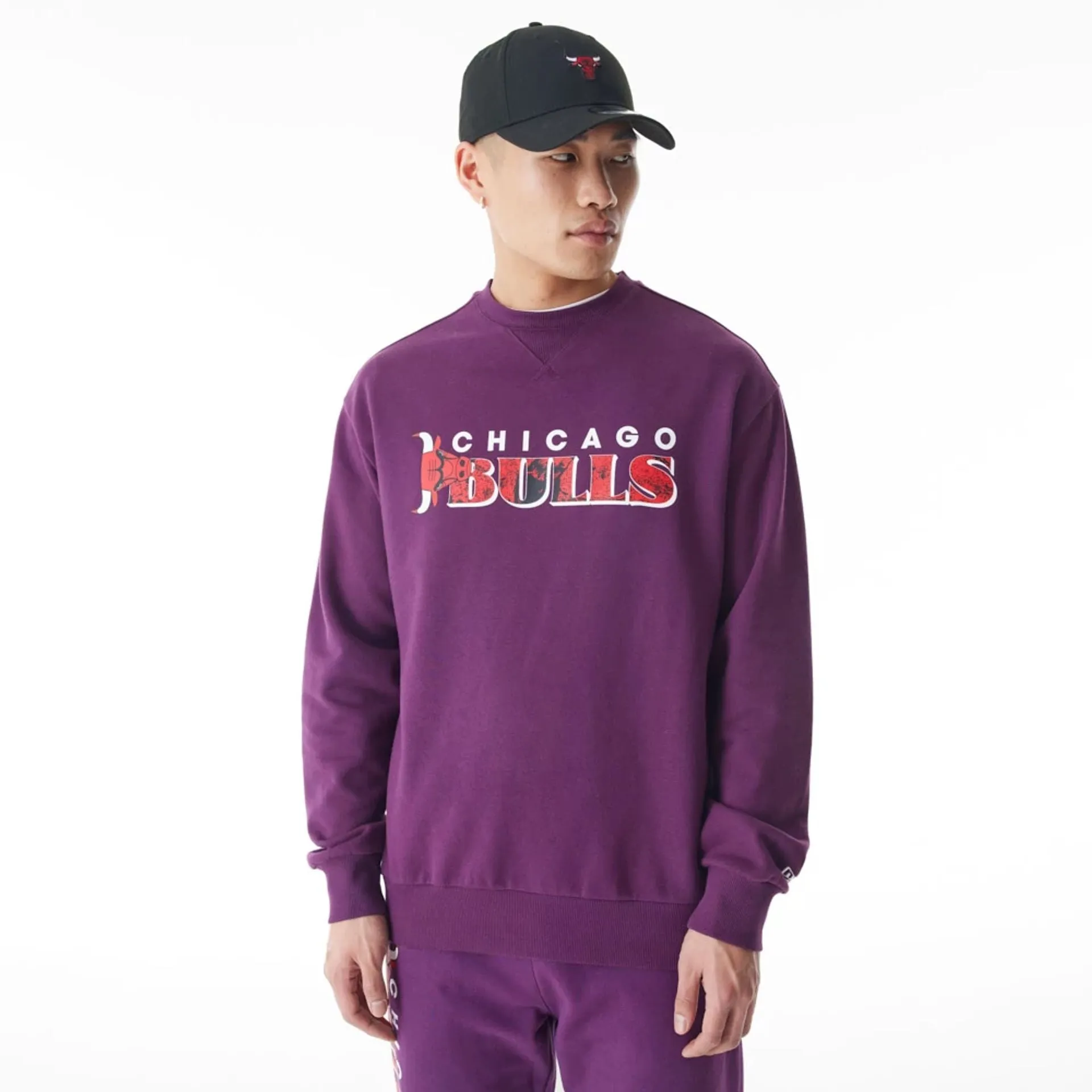 Chicago Bulls NBA Graphic Dark Purple Crew Neck Sweater