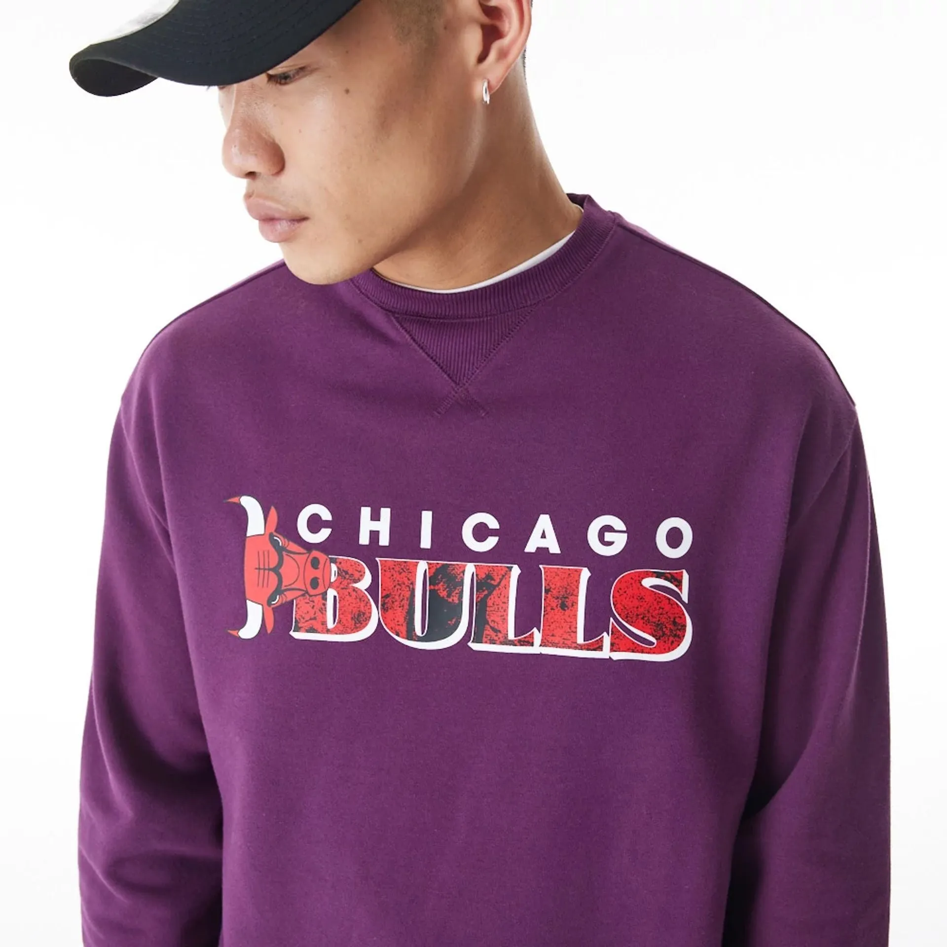 Chicago Bulls NBA Graphic Dark Purple Crew Neck Sweater