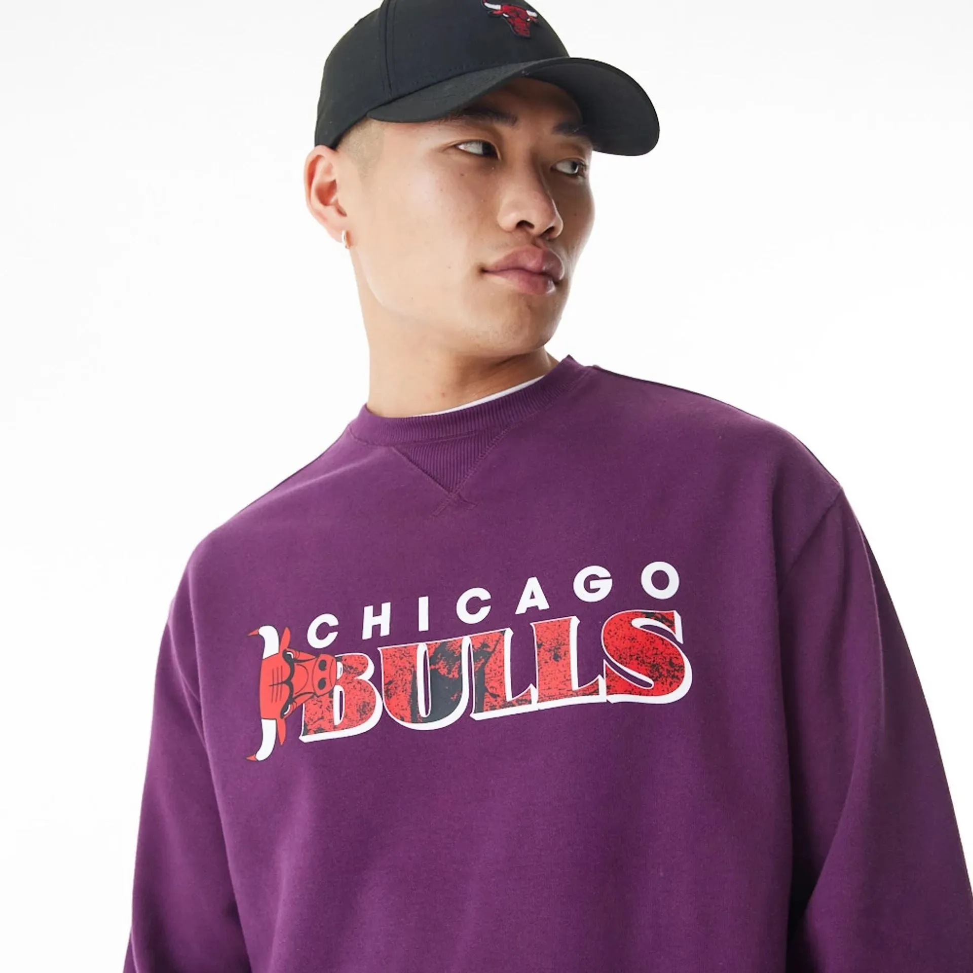 Chicago Bulls NBA Graphic Dark Purple Crew Neck Sweater