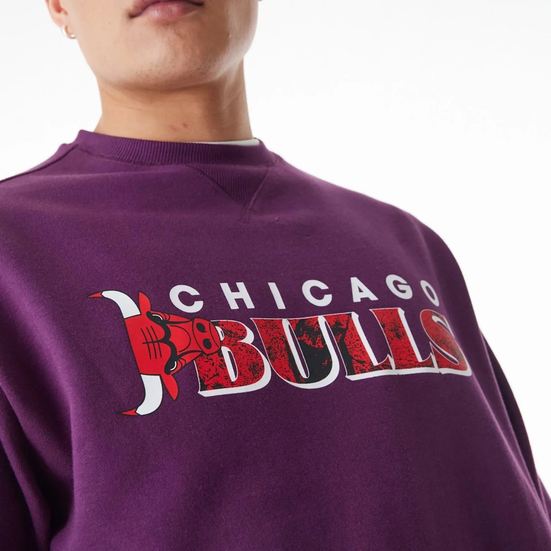 Chicago Bulls NBA Graphic Dark Purple Crew Neck Sweater