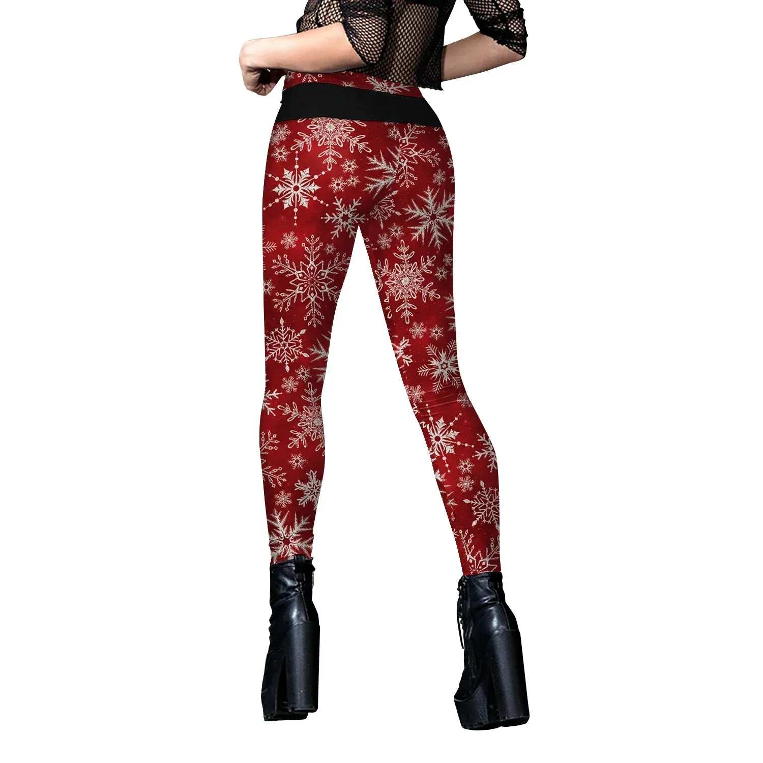 Christmas Women's Leggings Snowflake Santa Striped Print Autumn Winter High Waist Elastic Sexy Skinny Legging