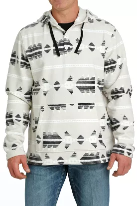 'Cinch' Men's Polar Fleece Pullover Hoodie - White