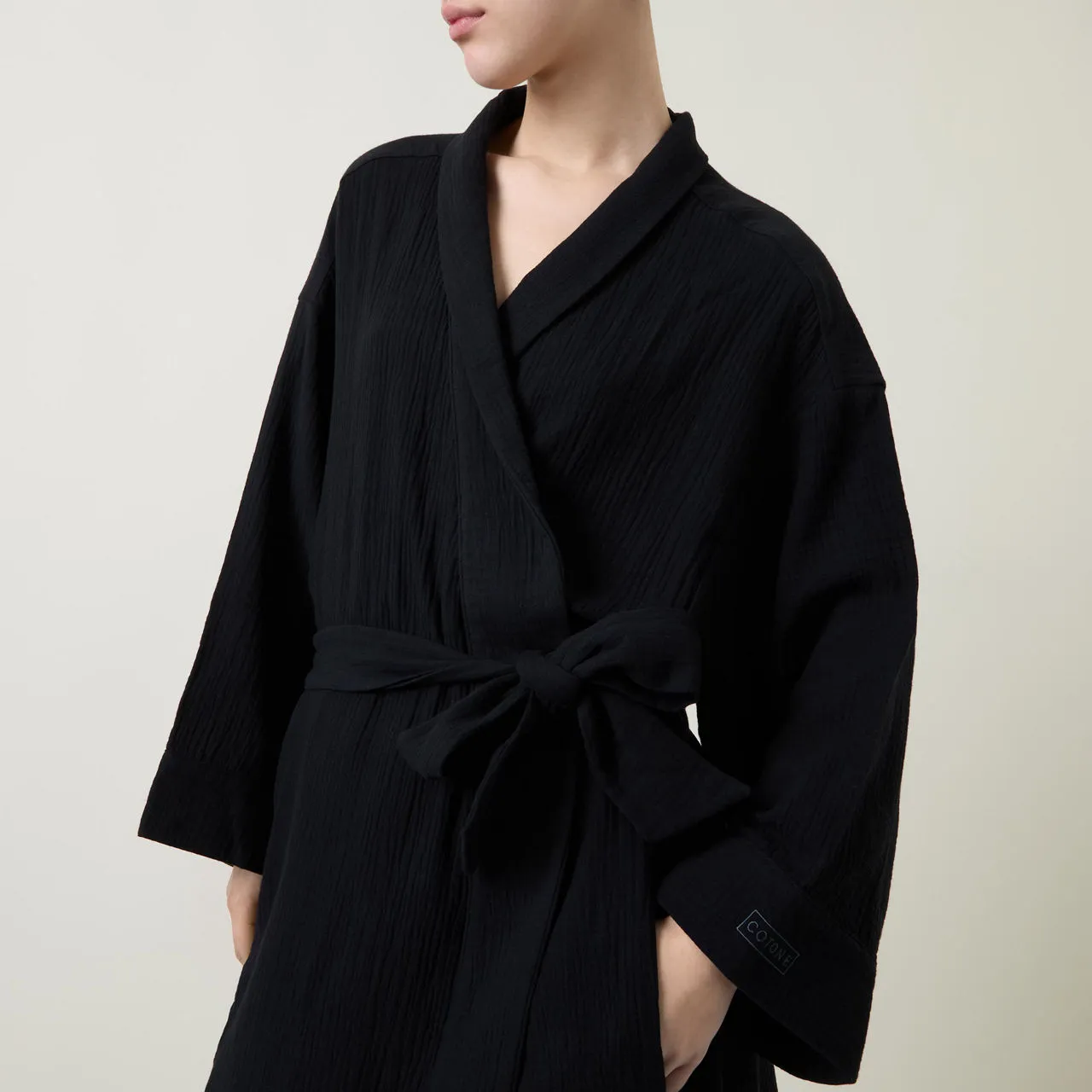 COTONE COLLECTION The Sustainable Edit Wind Down Robe - Black