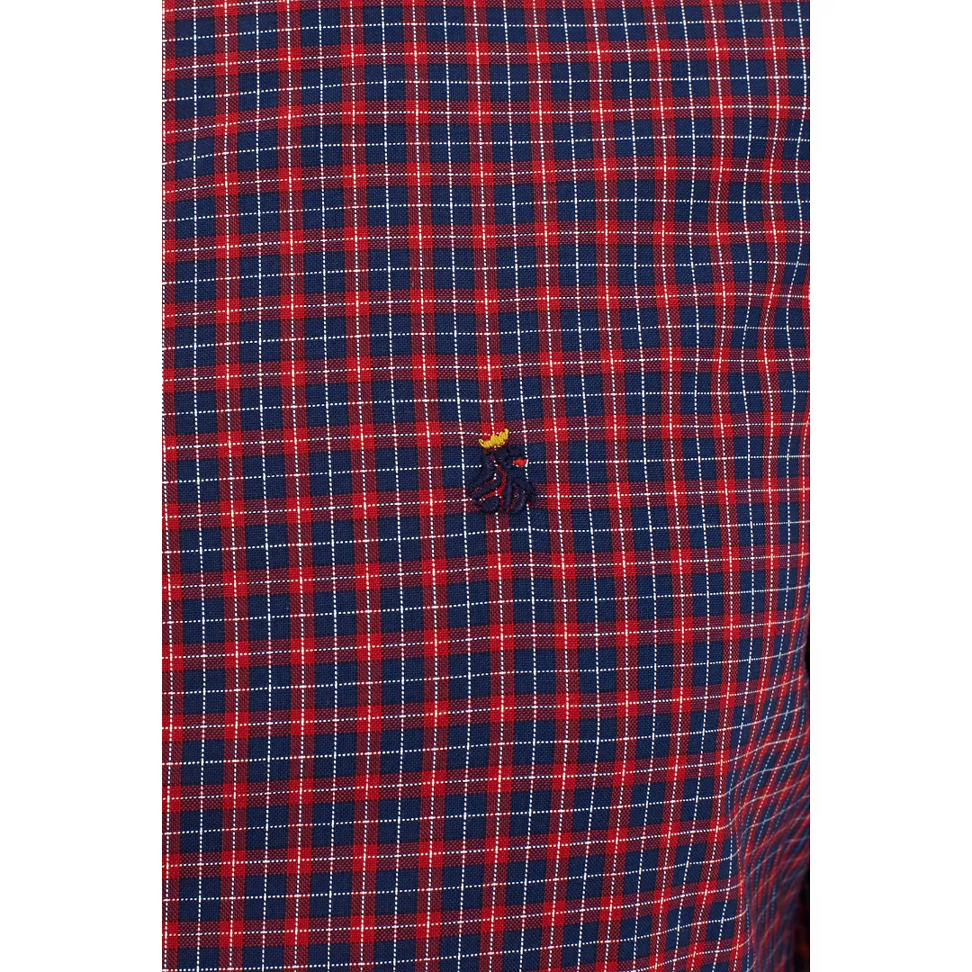 COTTON CHECK SHIRT NAVY/RED