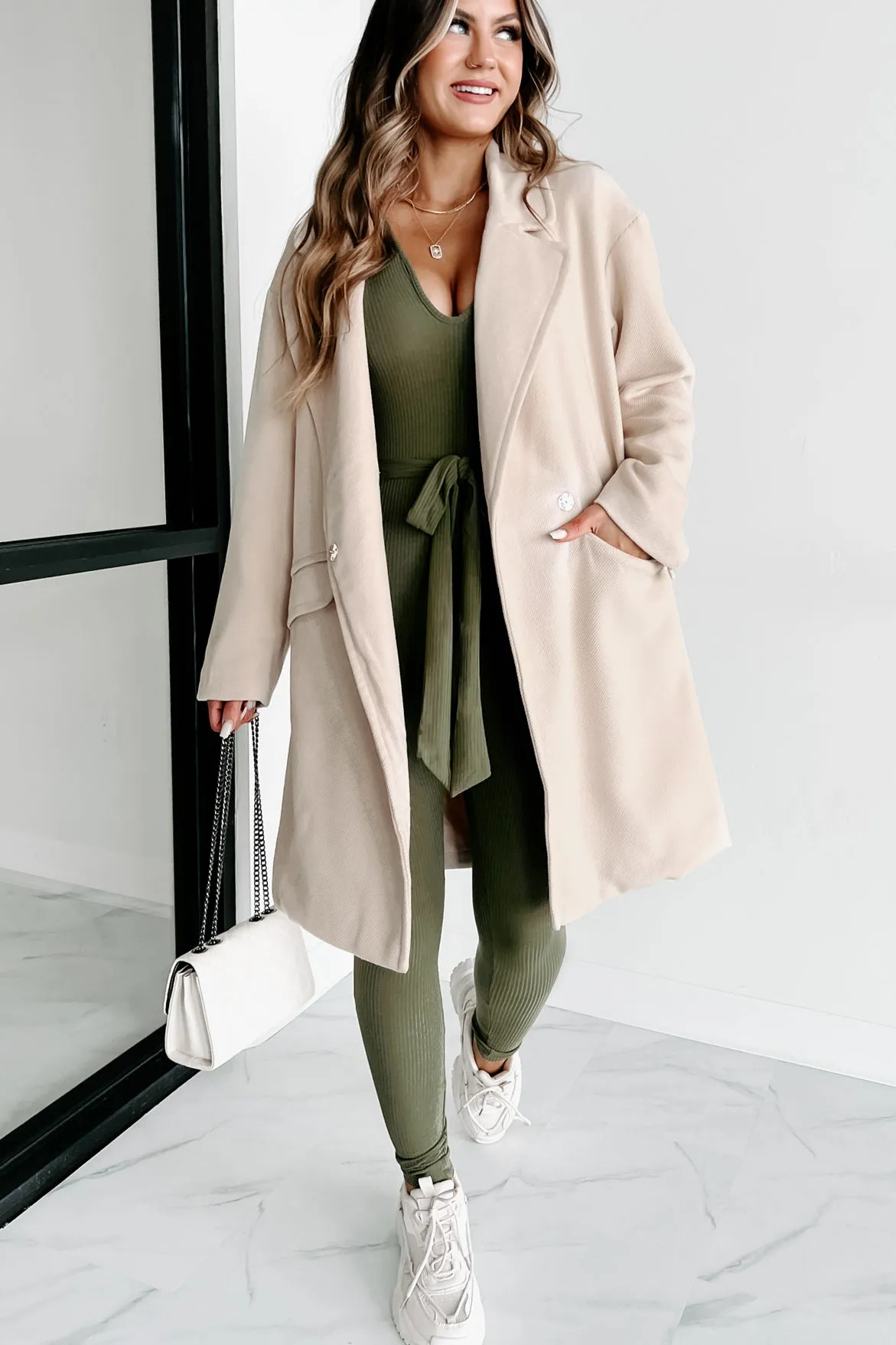 Cover Me Up Double Button Coat (Natural)