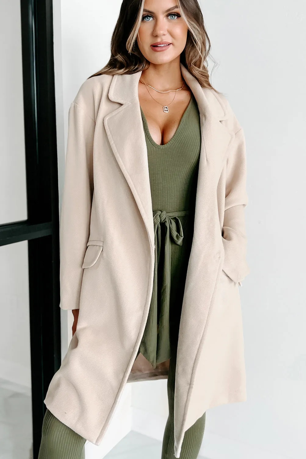 Cover Me Up Double Button Coat (Natural)