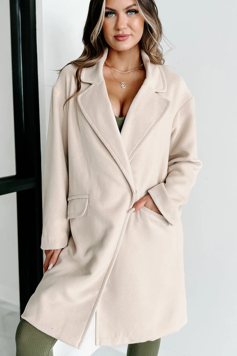 Cover Me Up Double Button Coat (Natural)