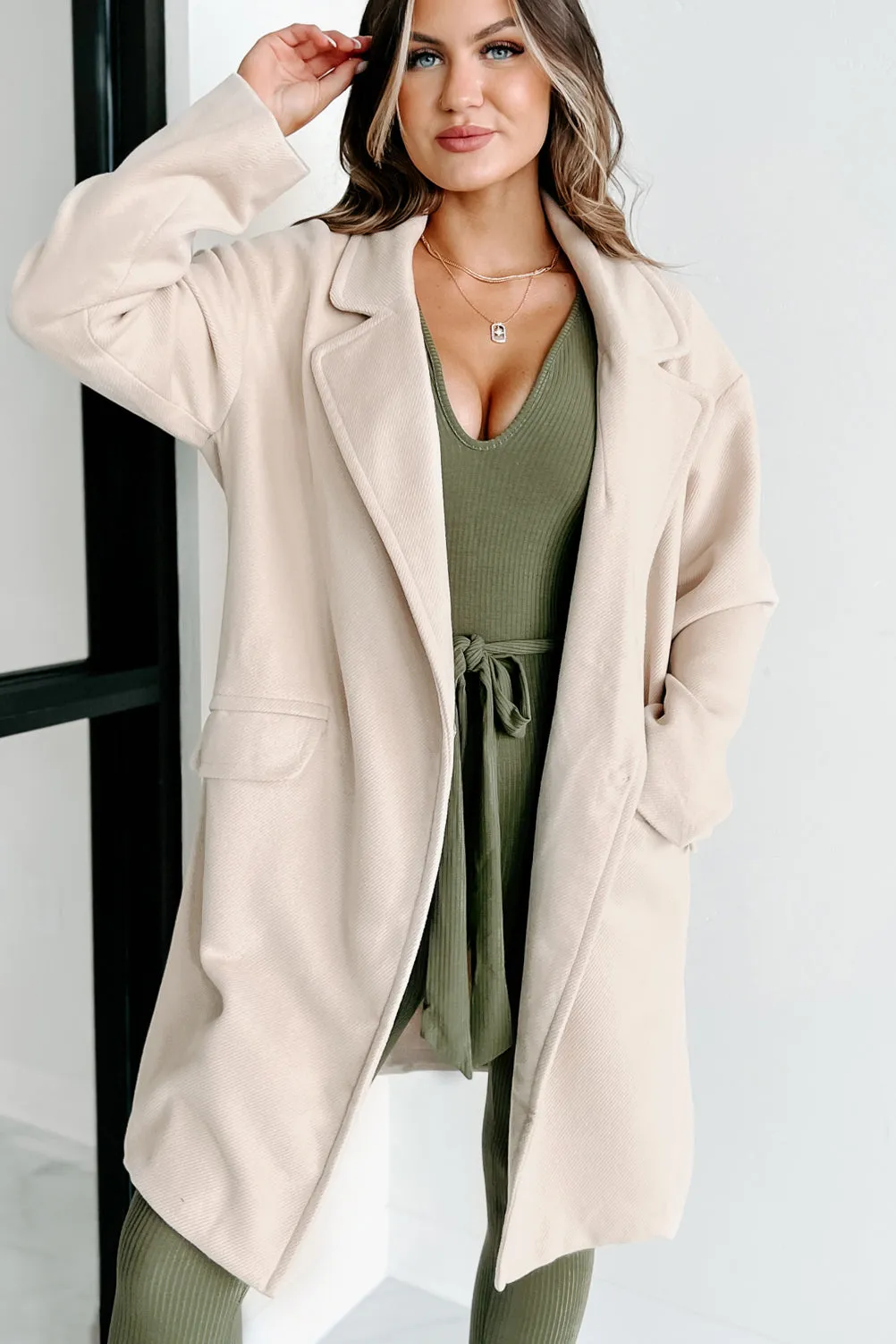 Cover Me Up Double Button Coat (Natural)