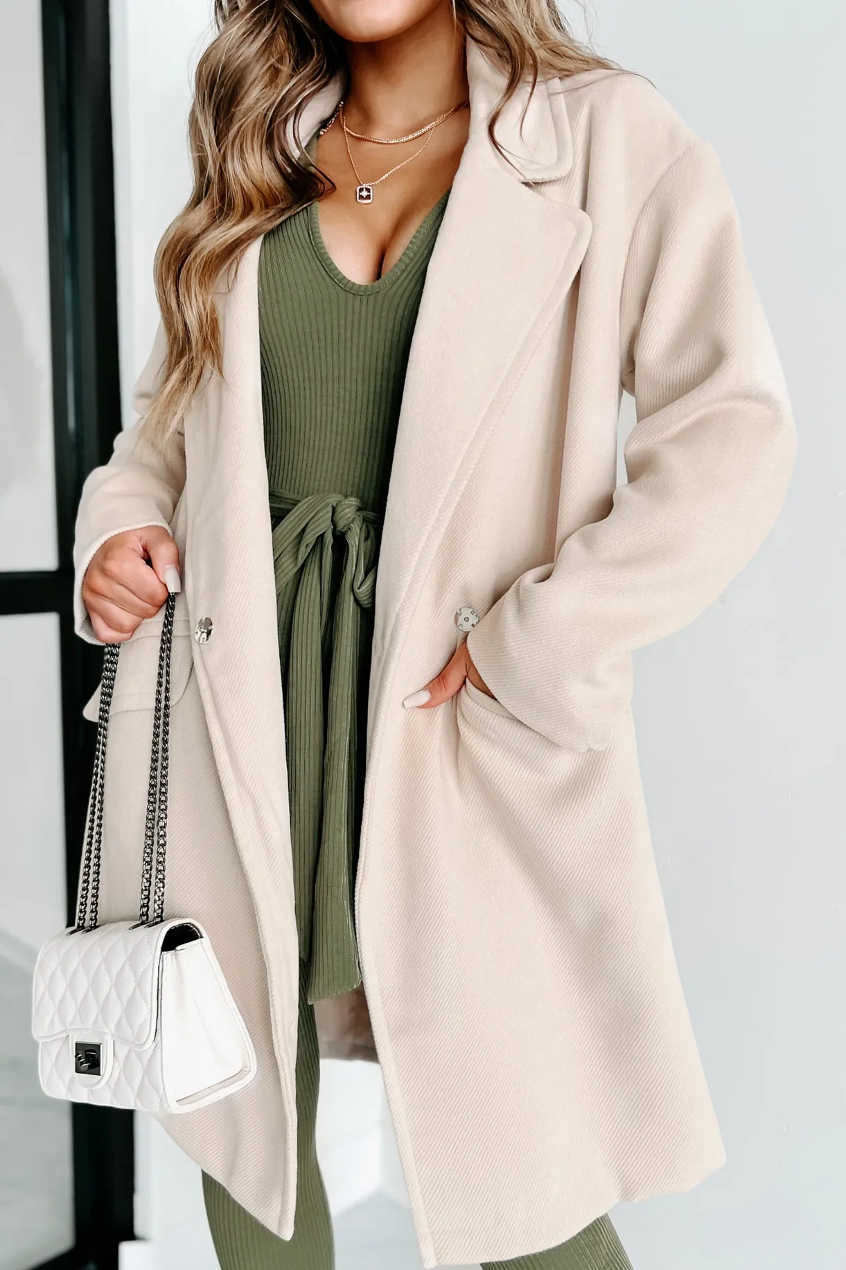 Cover Me Up Double Button Coat (Natural)