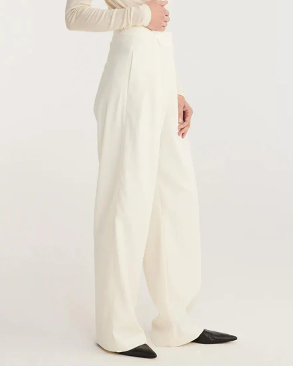 Cream Wide Leg Tailored Trouser