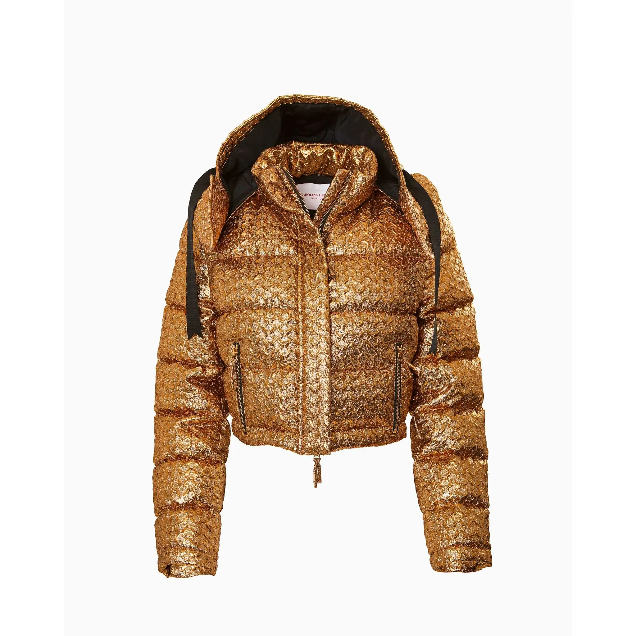 Cropped Puffer Coat with Hood | Gold