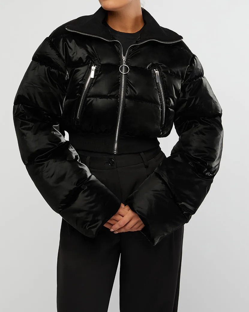 Cropped Puffer Jacket | Black