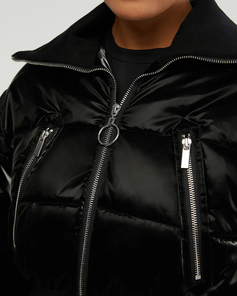 Cropped Puffer Jacket | Black