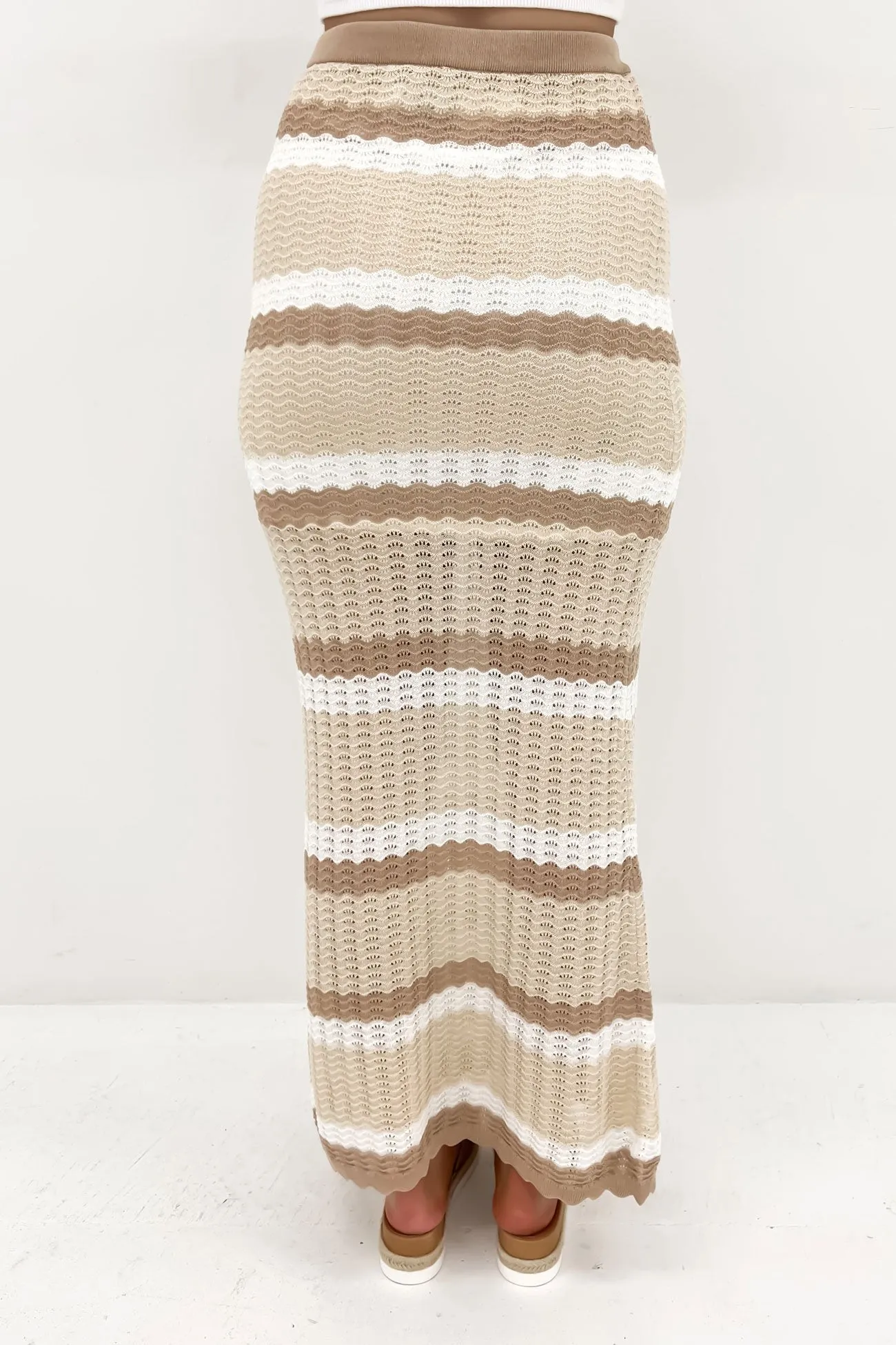 Dakota Knit Maxi Skirt Neutral Stripe