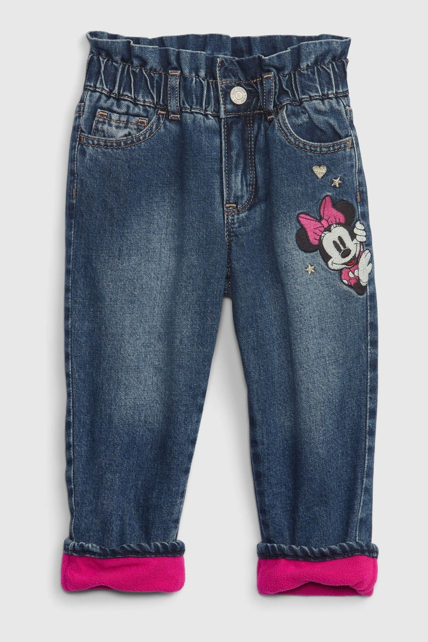 Dark Wash Blue and Pink Disney Fleece-Lined Just Like Mom Jeans