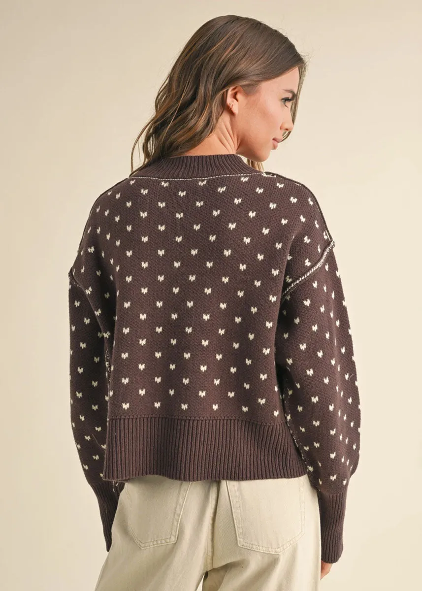 Esme Heart Crop Sweater - Brown