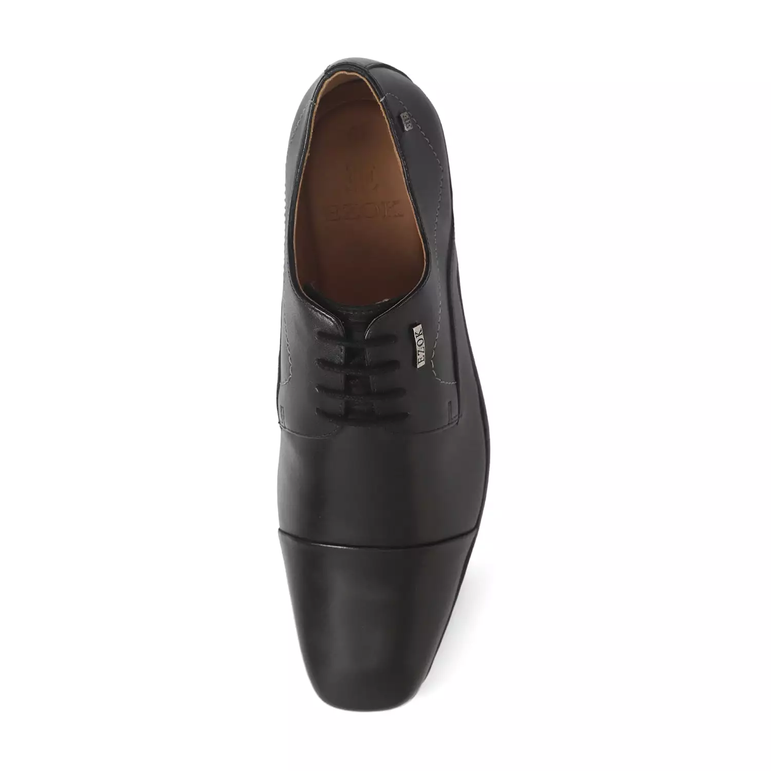 Ezok Black Formal Cap Toe Leather Derby Shoes