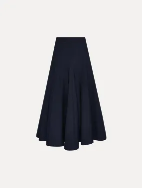 Flared Stretch Wool Skirt