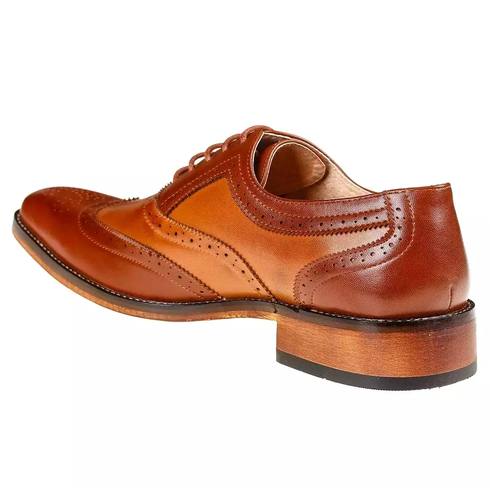 Gino Vitale Men's Two Tone Wing Tip Oxford Dress Shoes