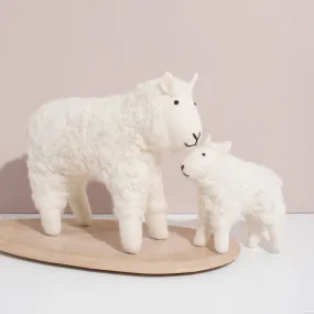 Hand Felted White Sheep Duo