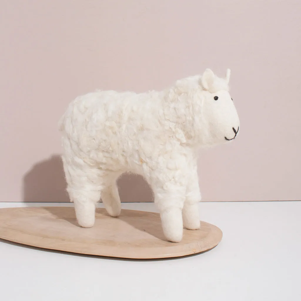 Hand Felted White Sheep Duo