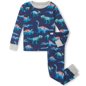 Hatley Toddler Boy's Blue Dinos Organic Cotton Long-Sleeve Pajama Set, 2-Piece