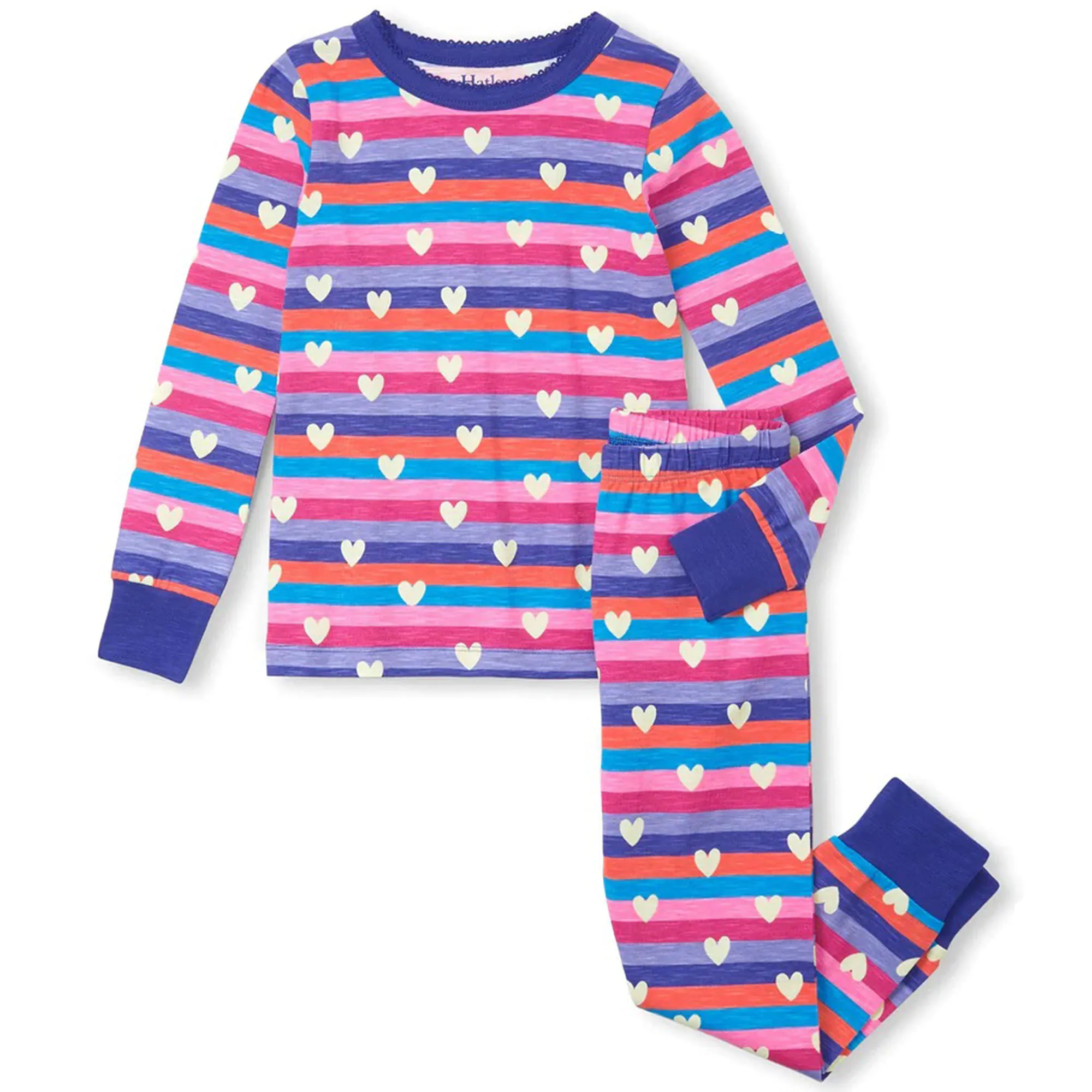 Hatley Toddler Girl's Stripes & Hearts Long-Sleeve Pajama Set, 2-Piece