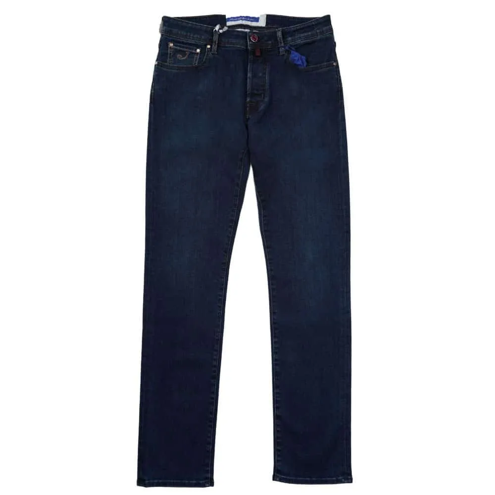 Jacob Cohën Bard Pony-Hair Pink Badge Mid Wash Blue Jeans | Menswear Online