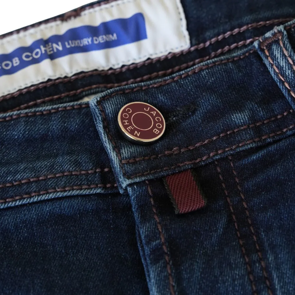 Jacob Cohën Bard Pony-Hair Pink Badge Mid Wash Blue Jeans | Menswear Online