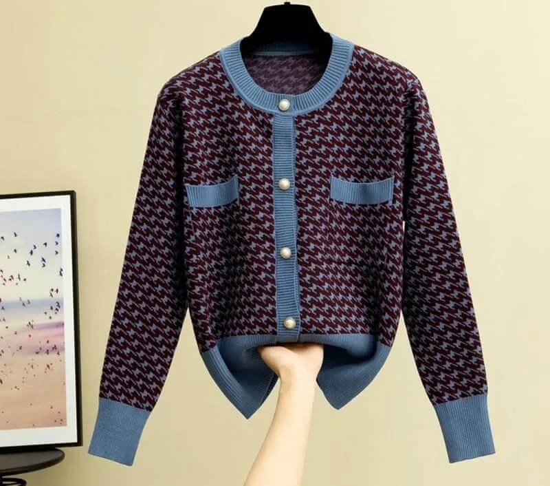 Jacquard Cardigan Sweater For Women